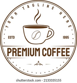 Logo retro de Caffe. Logo retro de copa