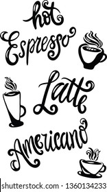 caffe vector lettering on white background. Concept for caffe, restaurant ,menu, web site ,print