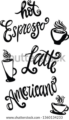 caffe vector lettering on white background. Concept for caffe, restaurant ,menu, web site ,print