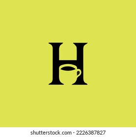 diseño vectorial de la taza de café y la letra h