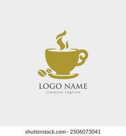 Caffee shop logo, cafe, cup, drink, food, coffeemaker, coffee, grinder logo fully editable vector template