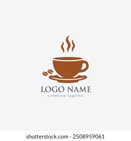 Caffee shop logo, cafe, cup, drink, food, coffeemaker, coffee, grinder logo fully editable vector template