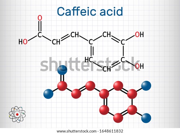 Caffeic Acid C9h8o4 Molecule Hydroxycinnamic Acid Stock Vector Royalty Free