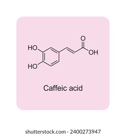 Caffeic acid skeletal structure diagram.Hemiterpenoid molecule scientific illustration.