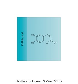 Caffeic acid skeletal structure diagram.hydroxycinnamic acid compound molecule scientific illustration.