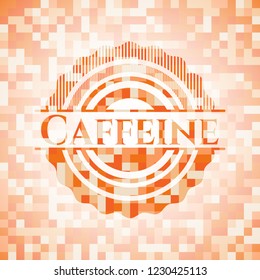 Caffeine abstract orange mosaic emblem with background