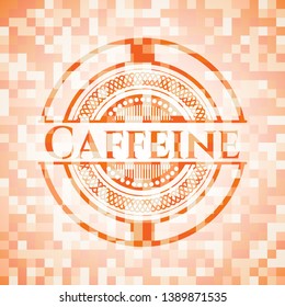 Caffeine abstract orange mosaic emblem with background