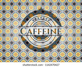 Caffeine arabesque badge. arabic decoration.