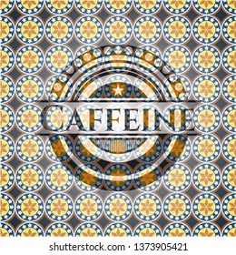 Caffeine arabic badge. Arabesque decoration.