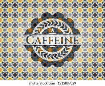 Caffeine arabic style emblem. Arabesque decoration.