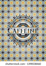 Caffeine arabic style emblem. Arabesque decoration.