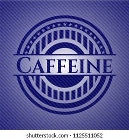 Caffeine badge with denim texture