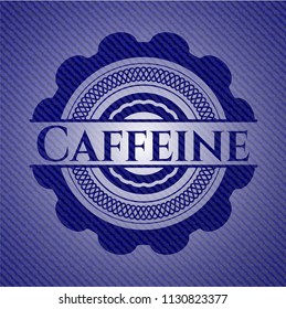 Caffeine badge with denim texture