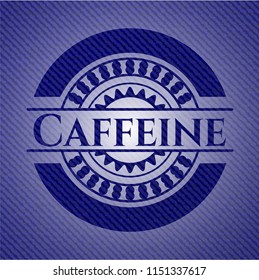 Caffeine badge with denim texture