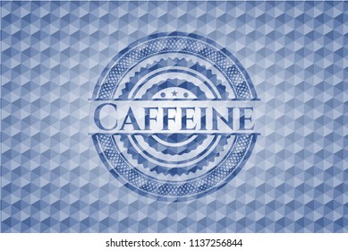 Caffeine blue polygonal badge.