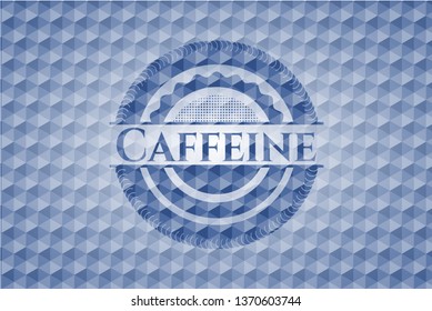 Caffeine blue polygonal badge.