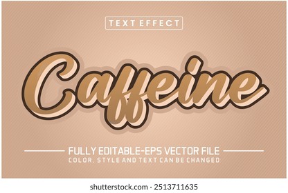 Fuente cafeína marrón Efecto de texto editable