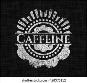 Caffeine chalk emblem written on a blackboard