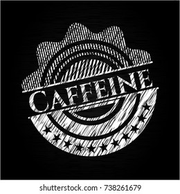 Caffeine chalk emblem written on a blackboard