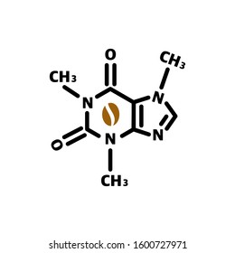 caffeine chemical compound and Bean Coffee Illustration