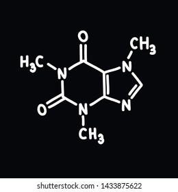 caffeine chemical formula doodle icon, vector illustration