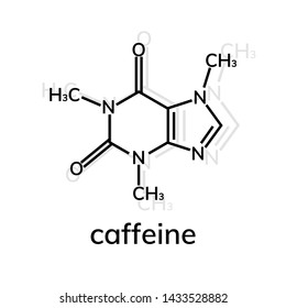 Caffeine chemical formula on white background