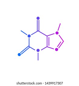 Caffeine chemical formula on white background.