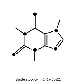 Caffeine chemical formula on white background