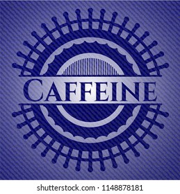 Caffeine emblem with denim high quality background