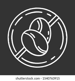 Caffeine free chalk icon. Decaffeinated drink. Product free ingredient. Nutritious dietary, healthy meals. Insomnia prevention method. Personal healthcare. Isolated vector chalkboard illustration