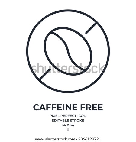 Caffeine free editable stroke outline icon isolated on white background flat vector illustration. Pixel perfect. 64 x 64.