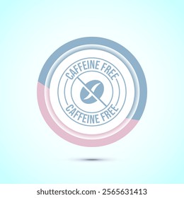 Caffeine free icon design illustration, No caffeine badge, sticker label design. Pastel Color Button Design