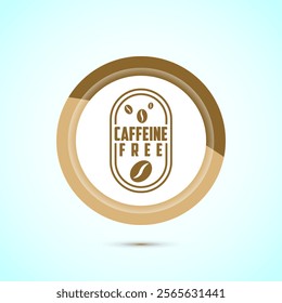 Caffeine free icon design illustration, No caffeine badge, sticker label design. Gold Color Button Design