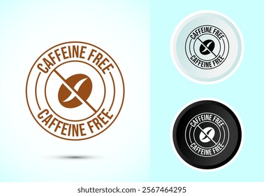 Caffeine free icon design illustration, No caffeine badge, sticker label design