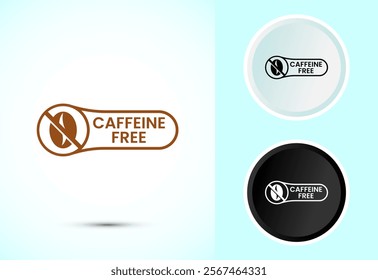 Caffeine free icon design illustration, No caffeine badge, sticker label design