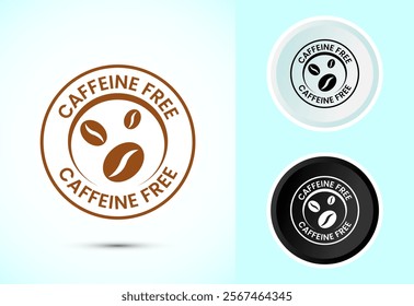 Caffeine free icon design illustration, No caffeine badge, sticker label design