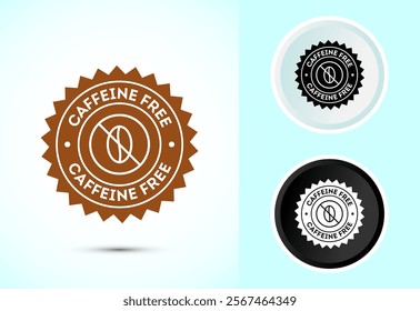 Caffeine free icon design illustration, No caffeine badge, sticker label design