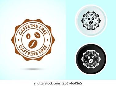 Caffeine free icon design illustration, No caffeine badge, sticker label design