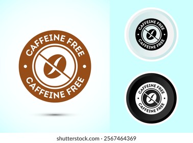 Caffeine free icon design illustration, No caffeine badge, sticker label design