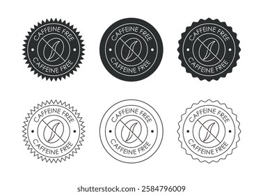 Caffeine free icon design illustration, No caffeine badge, sticker label design