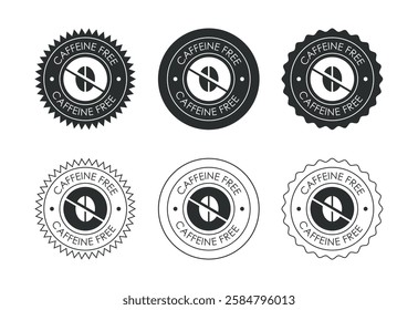 Caffeine free icon design illustration, No caffeine badge, sticker label design