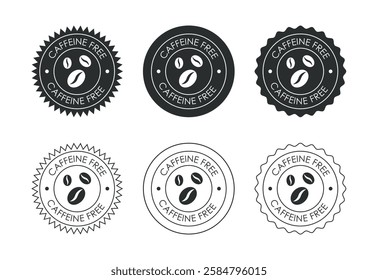 Caffeine free icon design illustration, No caffeine badge, sticker label design