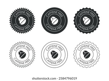 Caffeine free icon design illustration, No caffeine badge, sticker label design