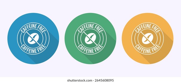 Ilustração de design de ícone livre de cafeína, Sem rótulo adesivo de selo de cafeína no design de botão de sombra