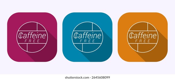 Caffeine free icon design illustration, No caffeine badge sticker label in shadow button design