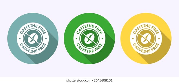 Ilustração de design de ícone livre de cafeína, Sem rótulo adesivo de selo de cafeína no design de botão de sombra
