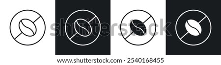 Caffeine free icon set. Vector symbols in black and white colors.