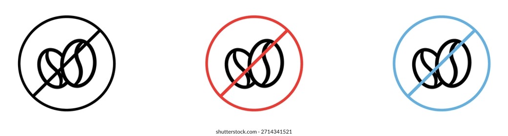 Vector de icono de cafeína gratis. prohibición de símbolo de advertencia de cafeína. Ilustración vectorial.