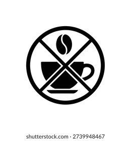 Caffeine free icon vector symbol, no coffee icon, no caffeine drink