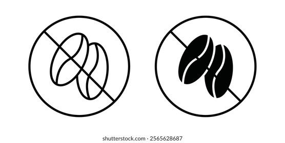 Caffeine free icons in black and white colors